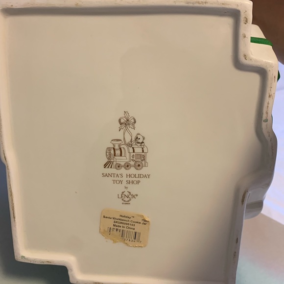 LENOX Large Cookie Jar Santa & Elf Painting Train Holiday Toy Shop Collectible! - Picture 12 of 13